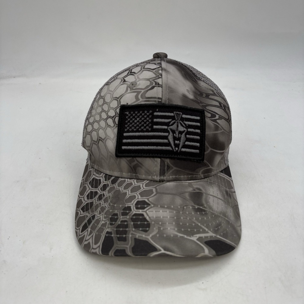 Kryptek Baseball Hat Black Gray Camo American Flag Spartan Strapback OSFA Cap